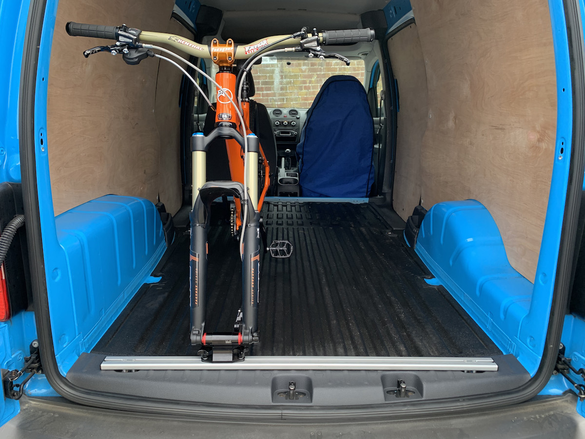 VW Caddy - 990mm Fork Mount Rail Single T-Slot - Fits Rear Cargo Hoop Mount Holes