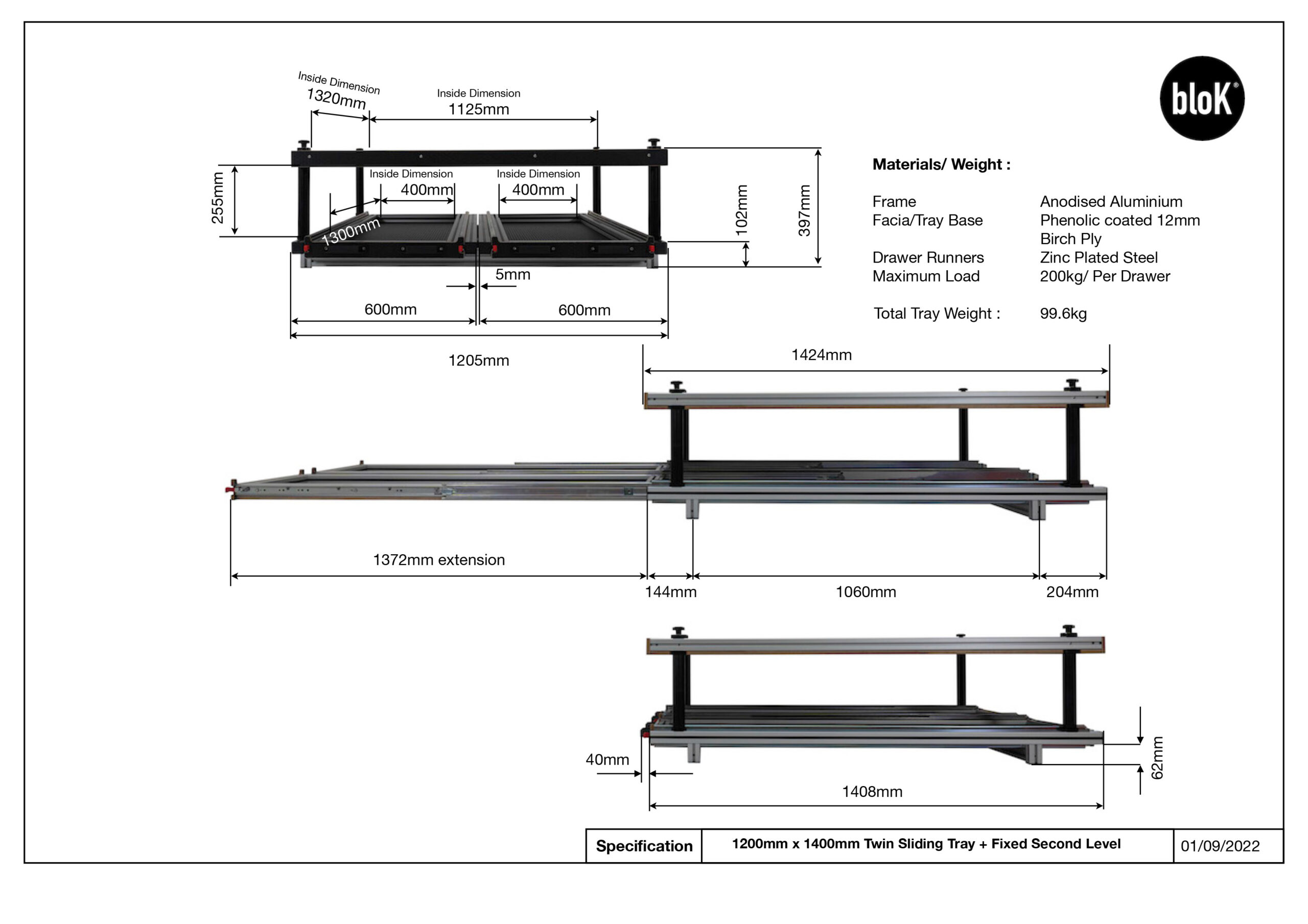SWB/LWB Vehicle - Twin Sliding Tray + Second Level Fixed Platform 1200mm Wide x 1400mm Deep - Image 10