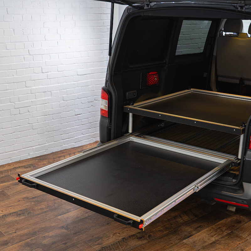 SWB/LWB Vehicle - Sliding Tray + Second Level Fixed Platform 1200mm Wide x 1400mm Deep