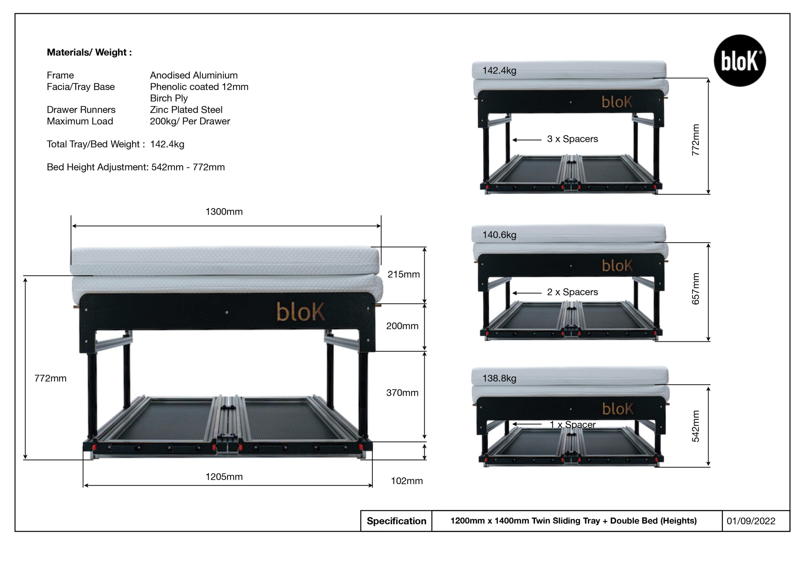 SWB/LWB Vehicle - Twin Sliding Tray + Removable Extending Double Bed - Image 13