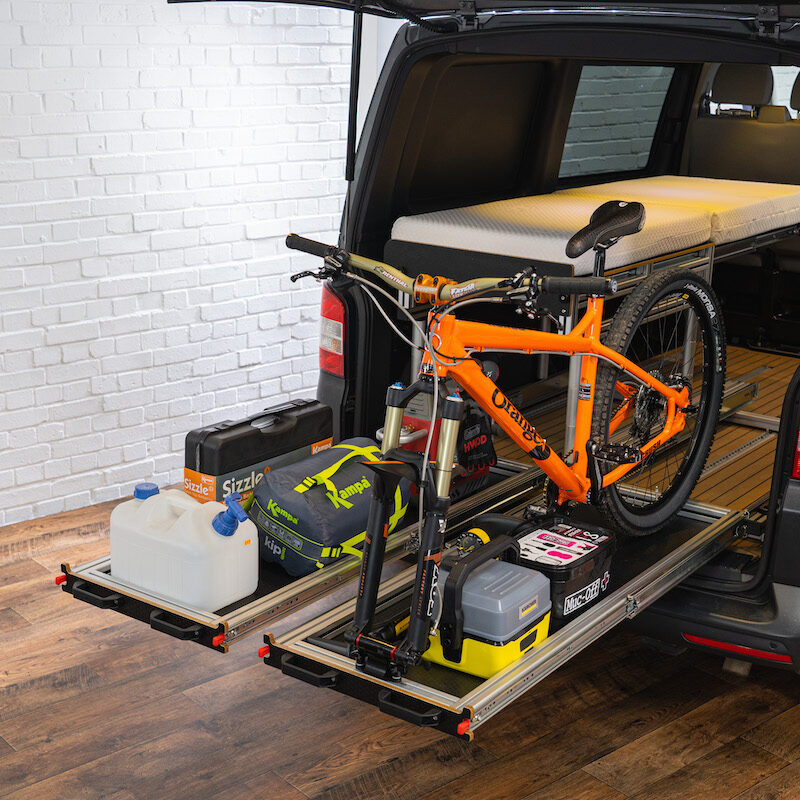 Vehicle Sliding Leisure & Work Tray + Removable Bed